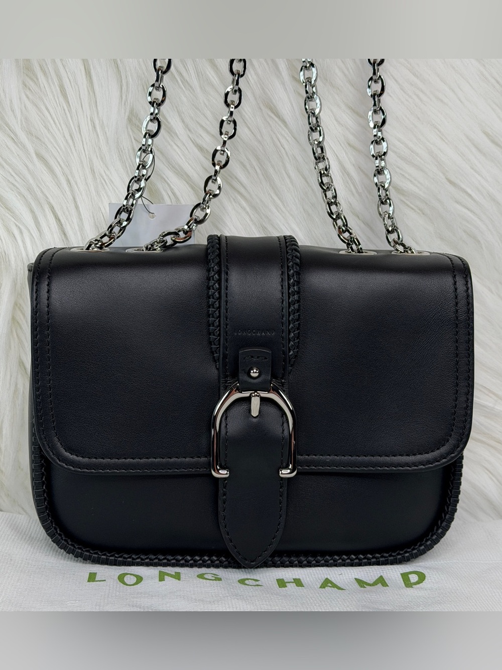 Longchamp Amazone Small Leather Crossbody Bag - Black - Picture 2 of 10